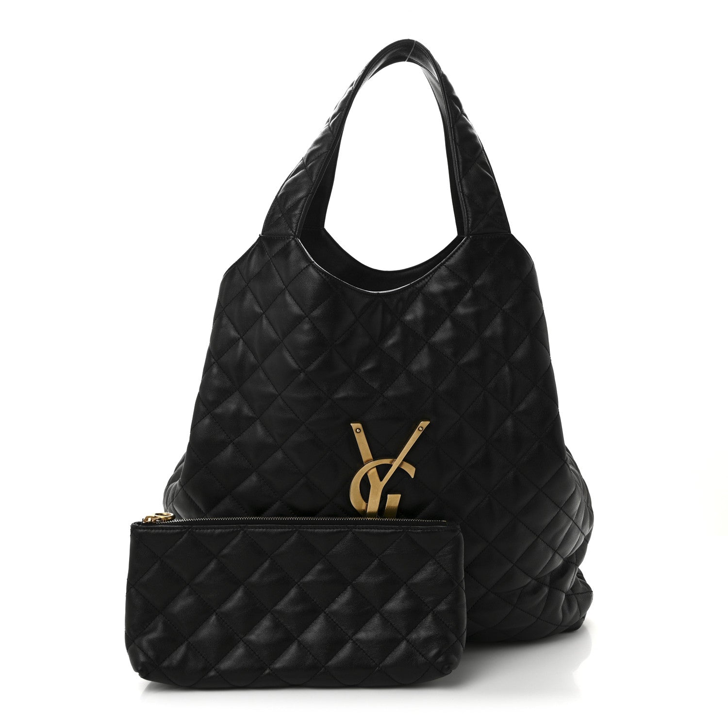 Saint Laurent Lambskin Quilted Maxi Icare Shopping Tote Black 3 of 12