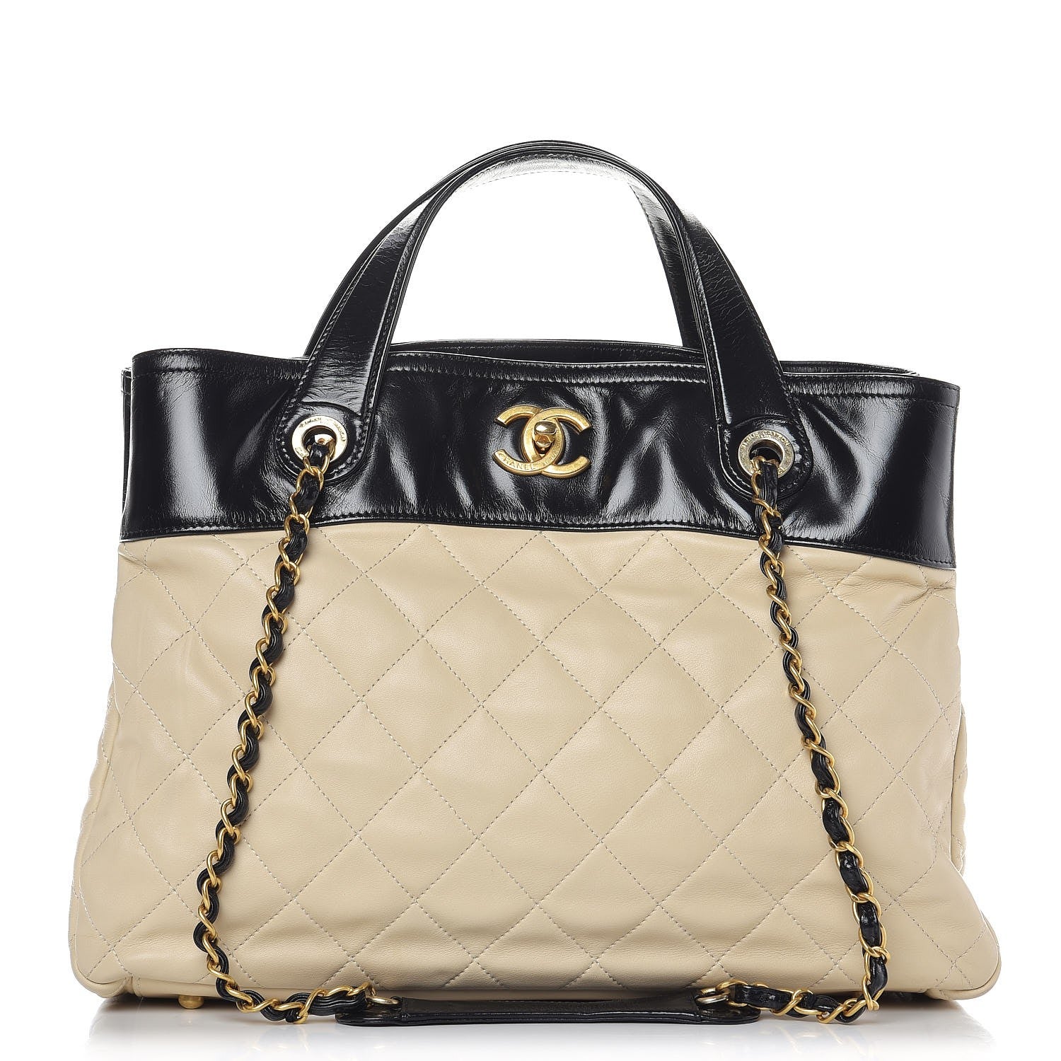 Chanel Calfskin Quilted In The Mix Shopping Tote Beige Black 1 of 10