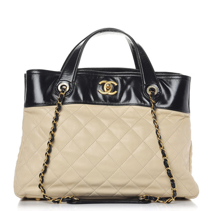 Chanel Calfskin Quilted In The Mix Shopping Tote Beige Black 1 of 10