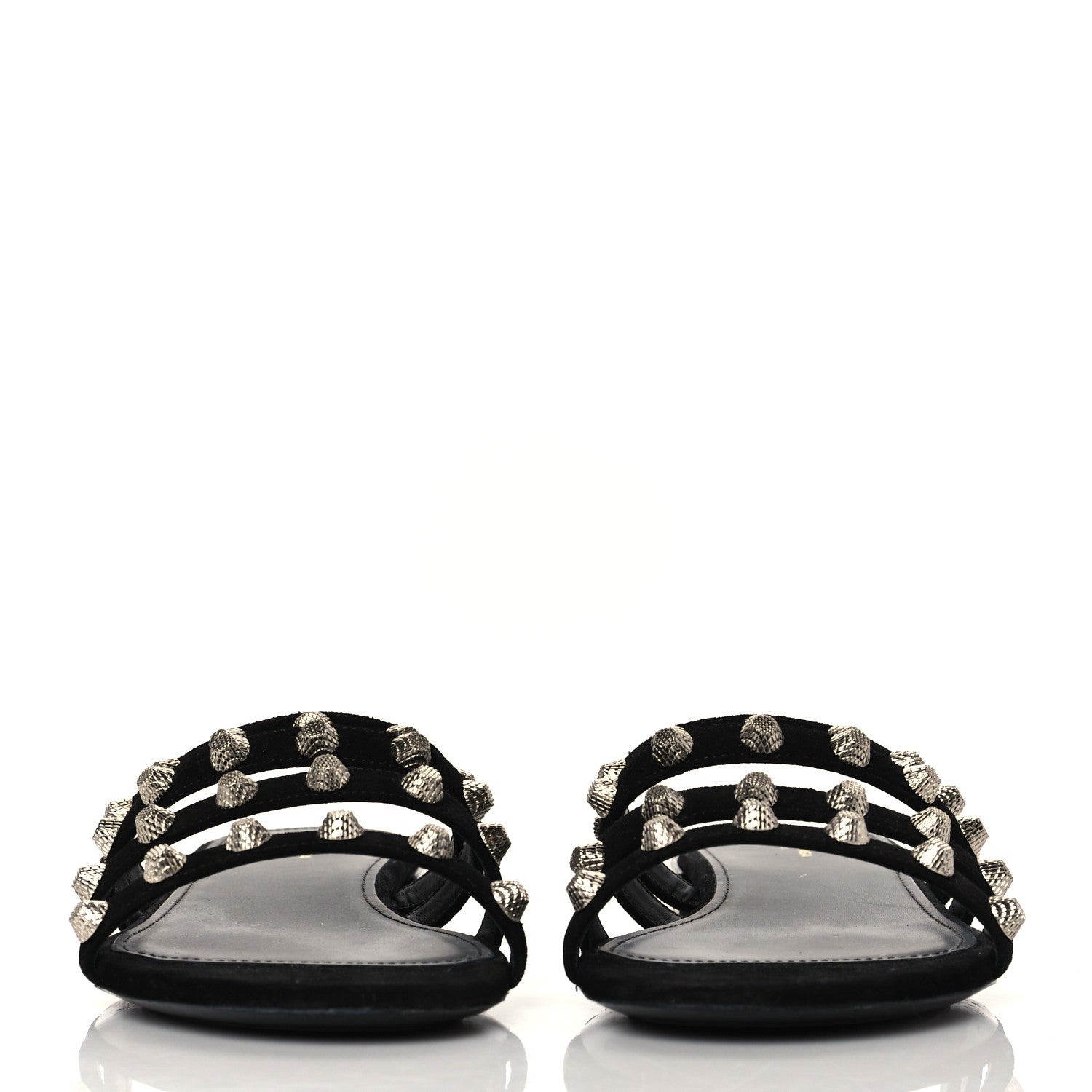 Balenciaga Velvet Silver Hardware Flat Cage Sandals 39.5 Black 3 of 9