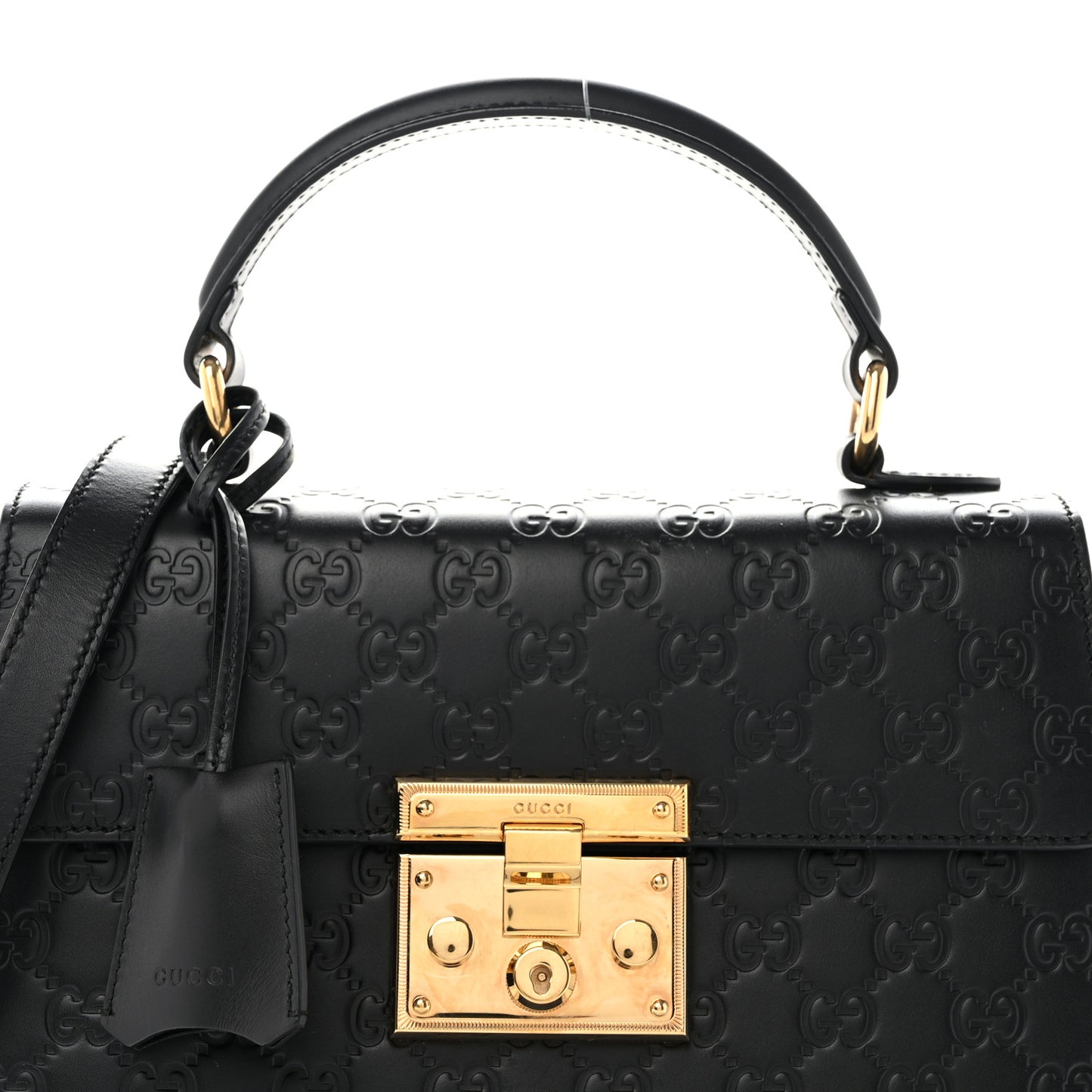 Guccissima Signature Small Padlock Top Handle Bag Black