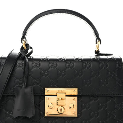 Gucci Guccissima Signature Small Padlock Top Handle Bag Black 8 of 13