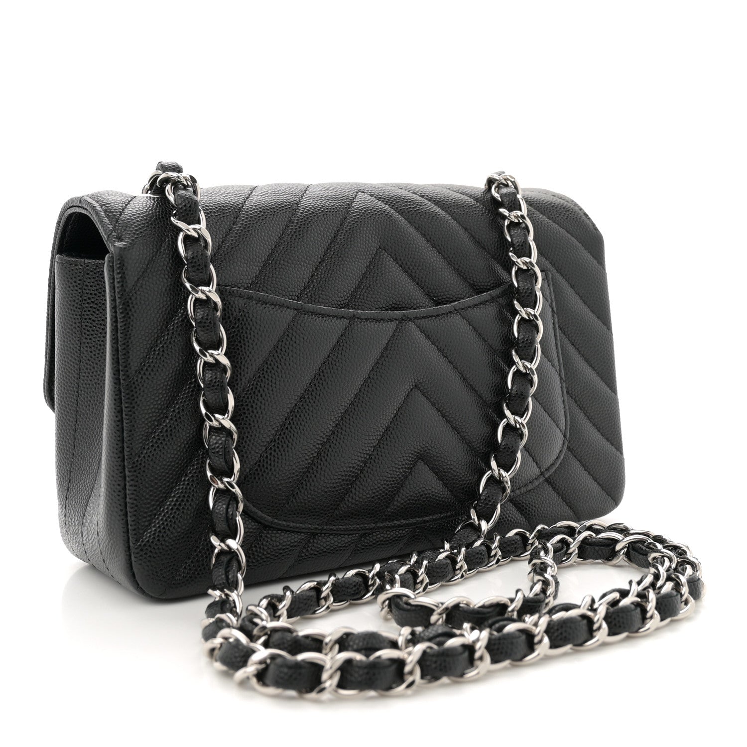 Chanel Caviar Chevron Quilted Mini Rectangular Flap Black 3 of 10