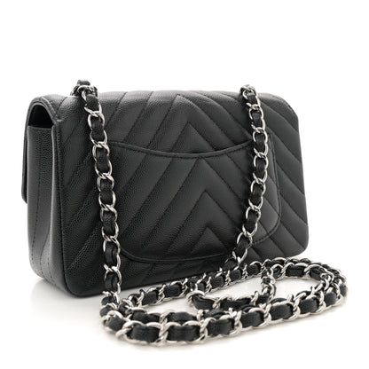 Chanel Caviar Chevron Quilted Mini Rectangular Flap Black 3 of 10