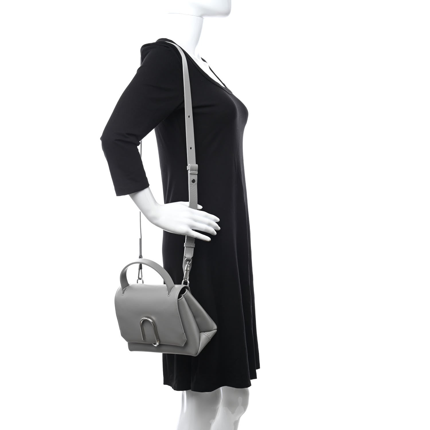 3.1 Phillip Lim Smooth Calfskin Mini Alix Top Handle Satchel Cement 2 of 8