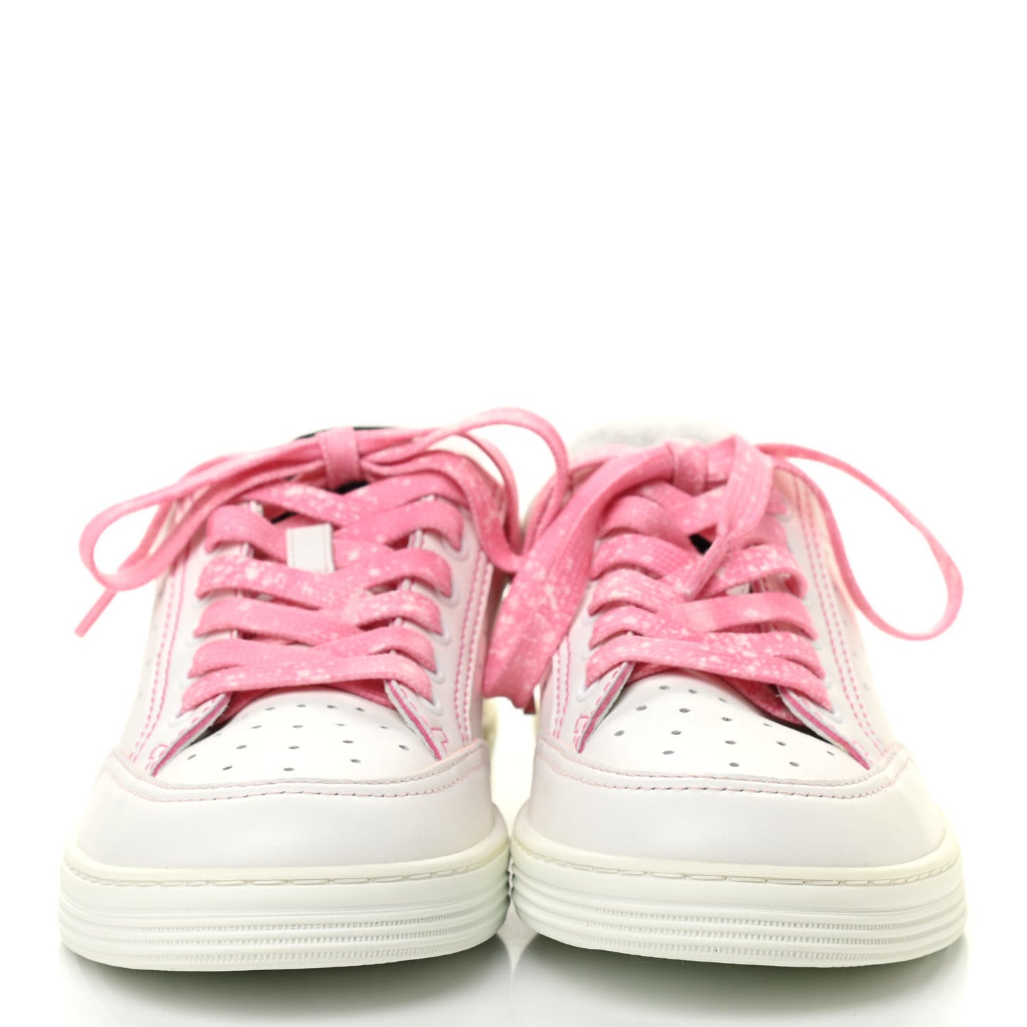 Calfskin Womens Logo Sneakers 36 White Pink