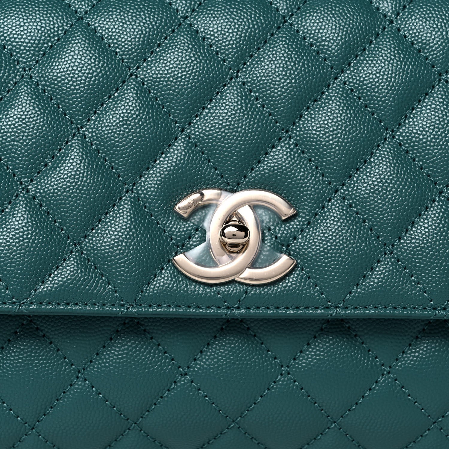 Chanel Caviar Quilted Small Coco Handle Flap Green 11 of 11