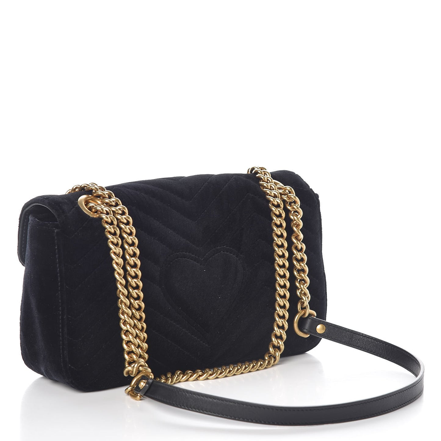 Velvet Matelasse Marquise Crystals Embroidered Small GG Marmont Shoulder Bag Black