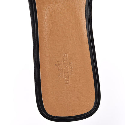 Hermes Box Calfskin Oran Sandals 39 Black 7 of 12