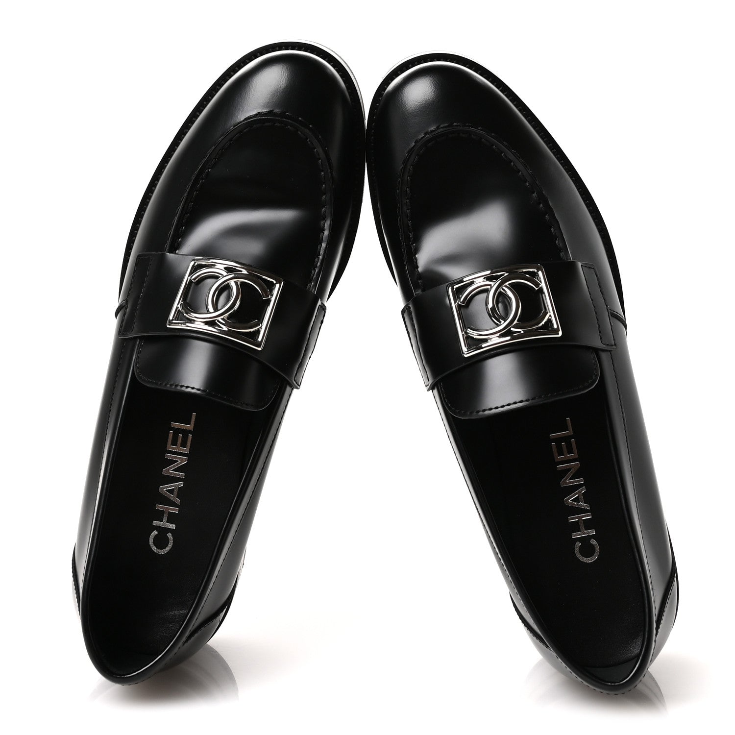 Chanel Calfskin Metal CC Loafers 40 Black 2 of 9