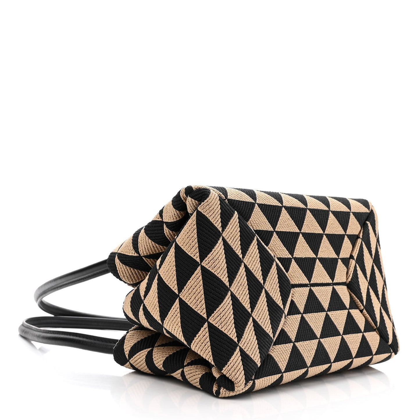 Jacquard Triangolo Symbole Embroidered Small Shoulder Bag Black Corda