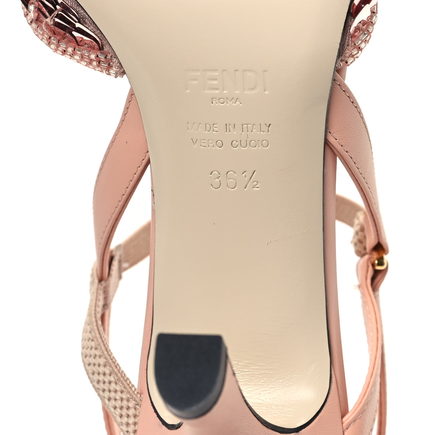 Fendi Organza Sequin Paillettes Colibri Lite 85mm Slingback Pumps 36.5 Nudo Baby Pink 7 of 9