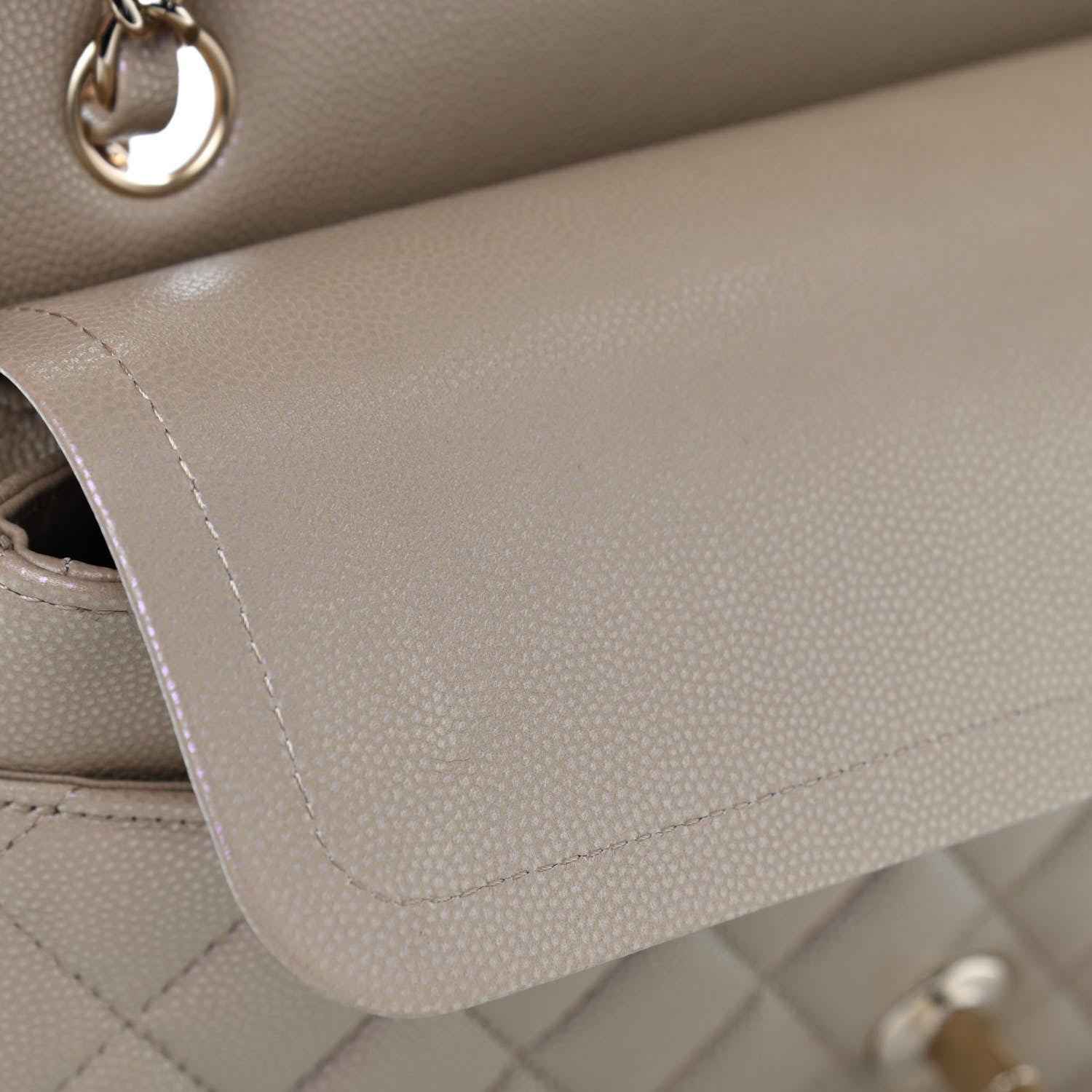 Chanel Iridescent Caviar Quilted Medium Double Flap Dark Beige 8 of 10