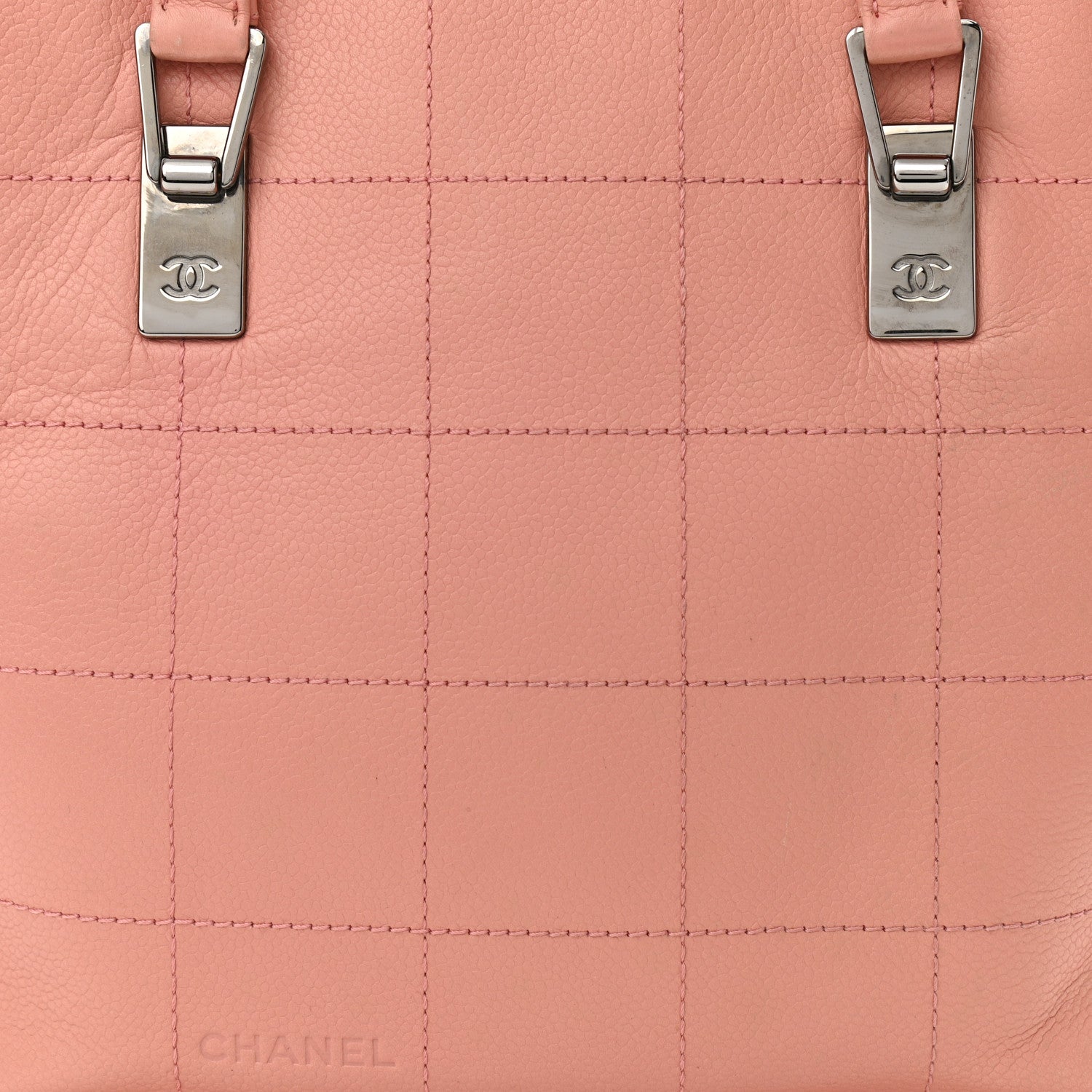 Chanel Caviar Square Stitched Tote Pink 7 of 9