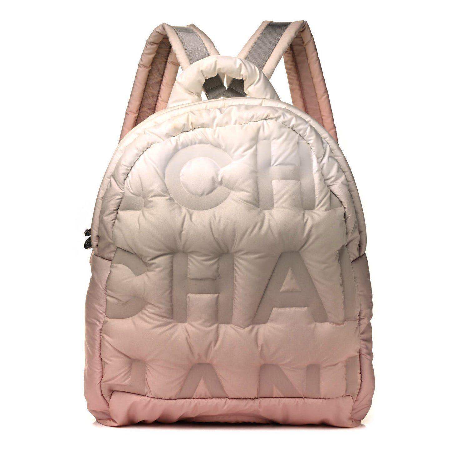 Nylon Embossed Small Doudoune Backpack Pink Grey White