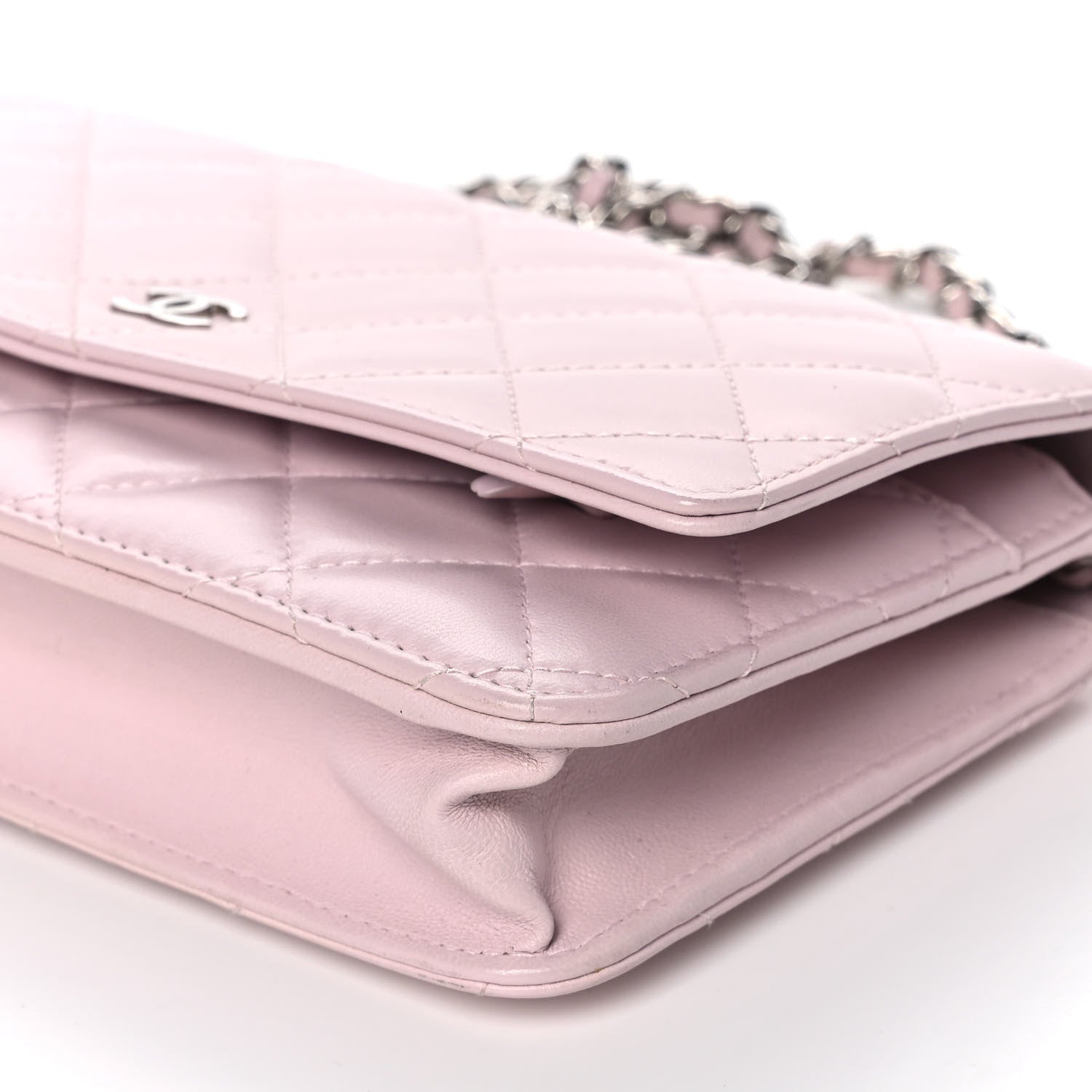 Chanel Lambskin Quilted Wallet On Chain WOC Light Pink 8 of 9