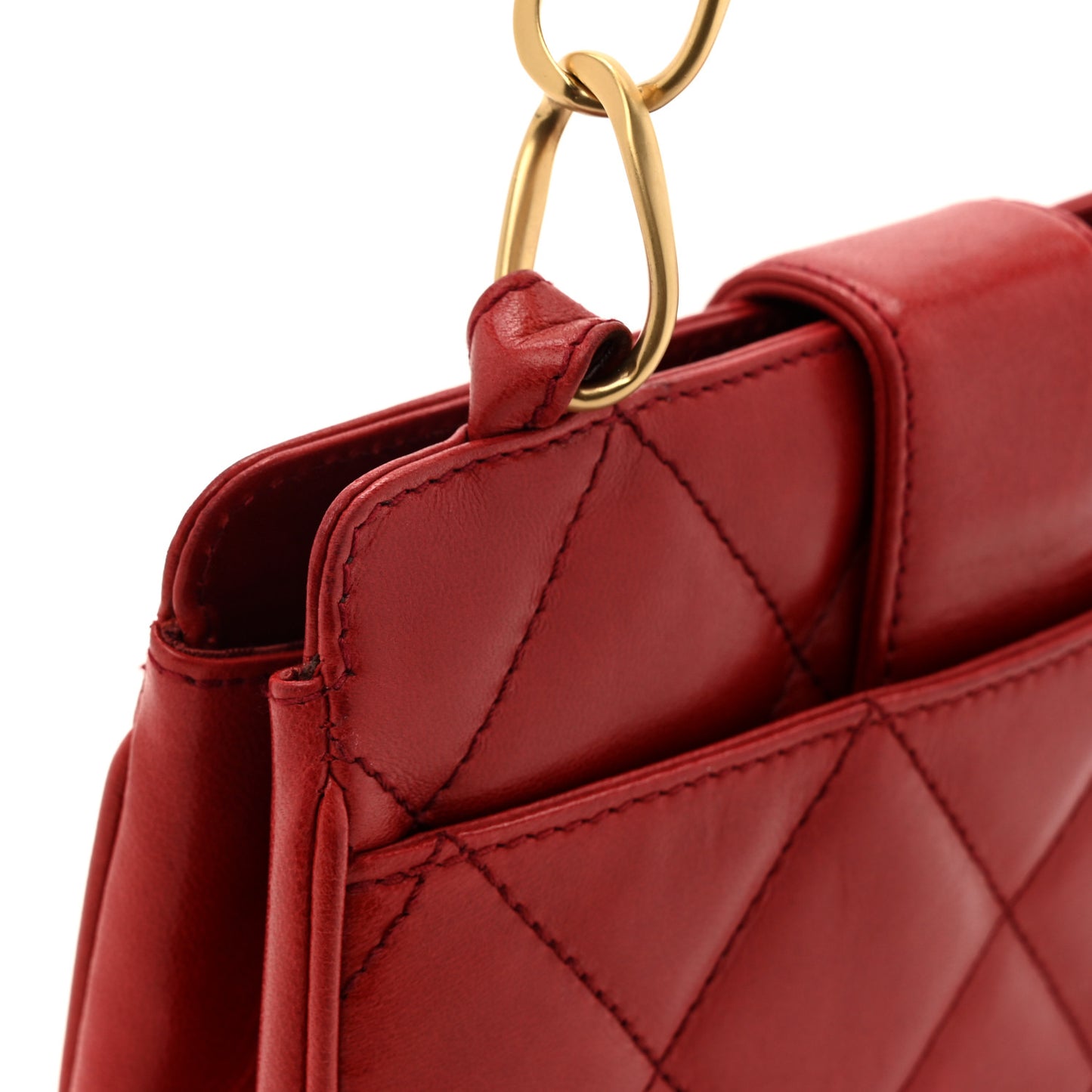 Lambskin Quilted Clutch Red
