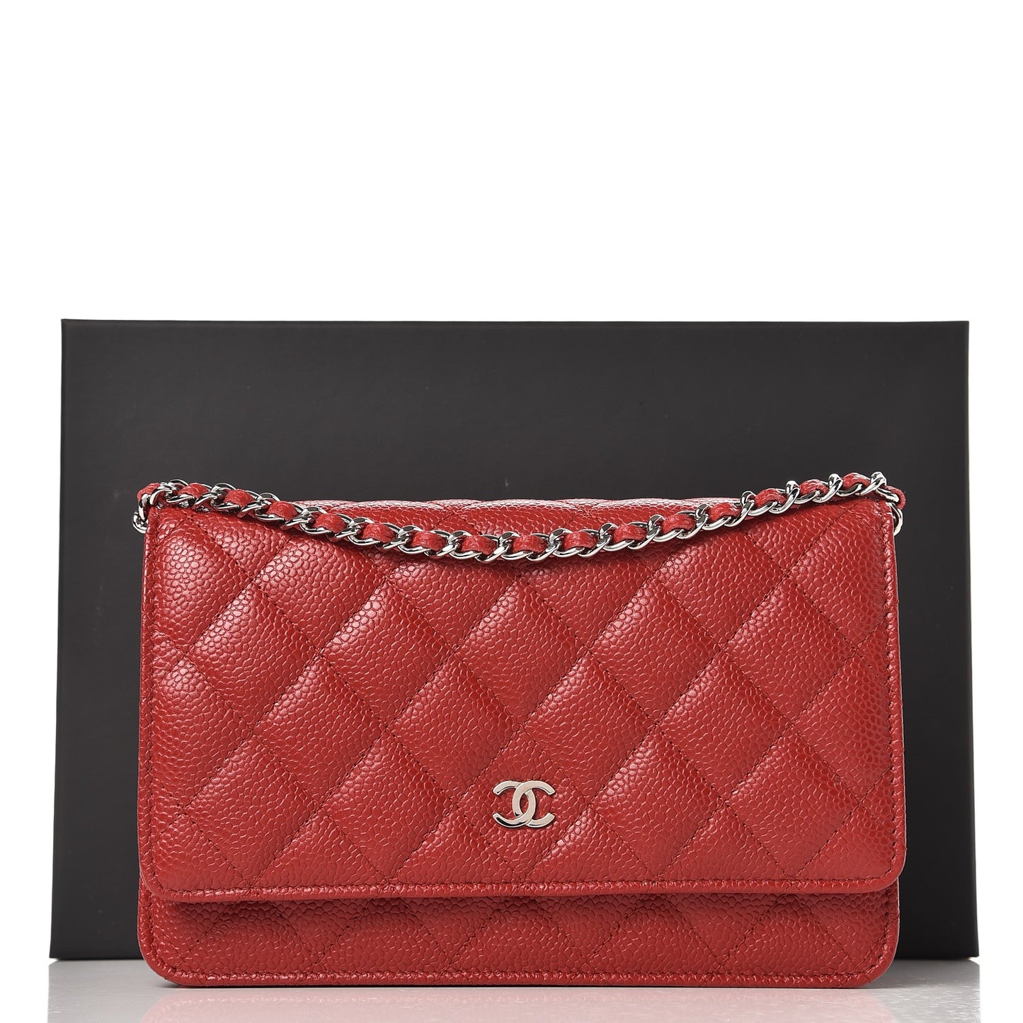 Caviar Quilted Wallet On Chain WOC Red