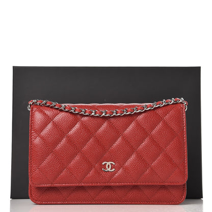 Chanel Caviar Quilted Wallet On Chain WOC Red 9 of 9