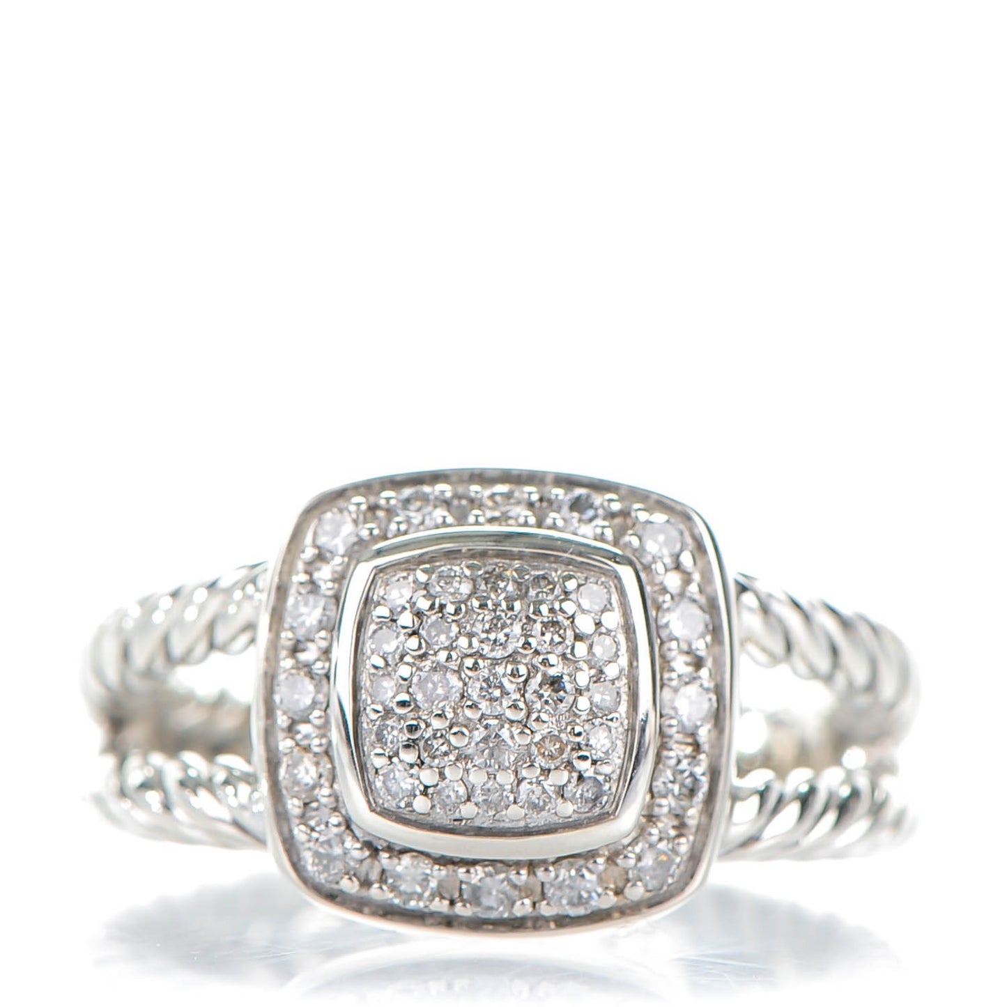 Sterling Silver Diamond 7mm Petite Albion Pave Ring 50 5.5