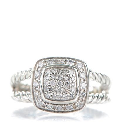 David Yurman Sterling Silver Diamond 7mm Petite Albion Pave Ring 50 5.5 1 of 5