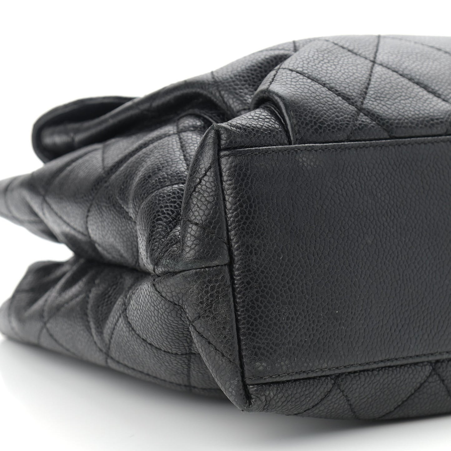 Caviar Quilted Flap Shoulder Bag Black