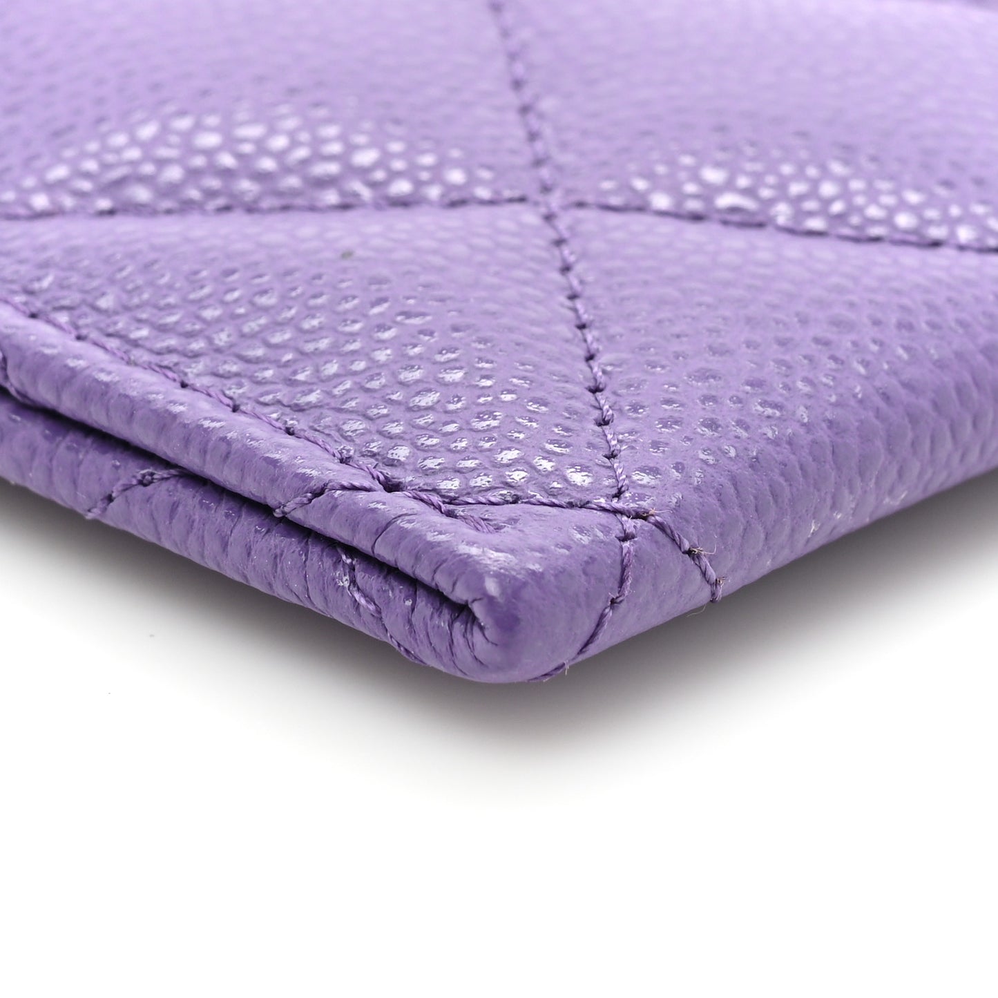Caviar Quilted Card Holder Purple