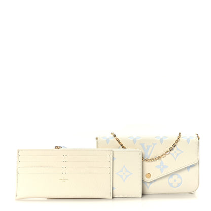 Louis Vuitton Empreinte Monogram Giant Felicie Pochette Chain Wallet Latte Candy Blue 1 of 9