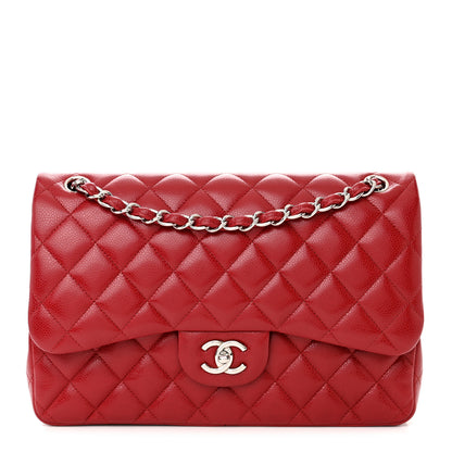 Chanel Caviar Quilted Jumbo Double Flap Dark Red 1 of 13