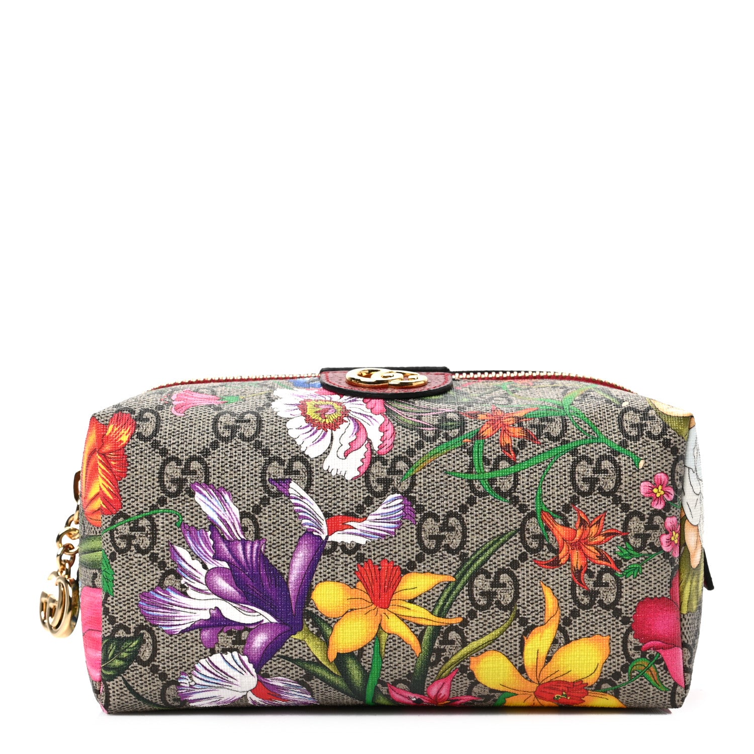 Gucci Soft GG Supreme Monogram Flora Calfskin Medium Ophidia Cosmetic Case Beige Ebony Multicolor Rosso 1 of 8