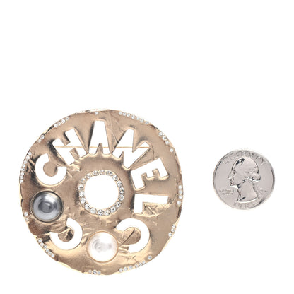 Chanel Crystal Pearl Papyrus Brooch Gold Grey 3 of 4