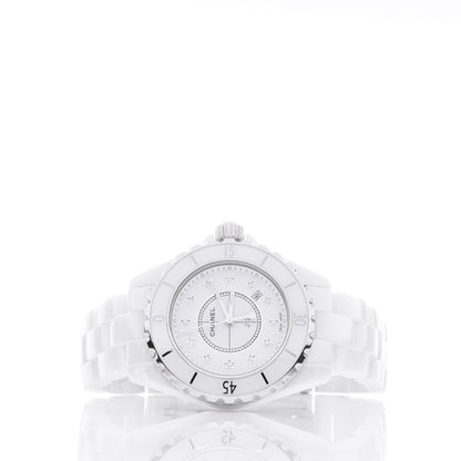 Chanel Stainless Steel Ceramic Diamond 33mm J12 Quartz Watch White 3 of 8