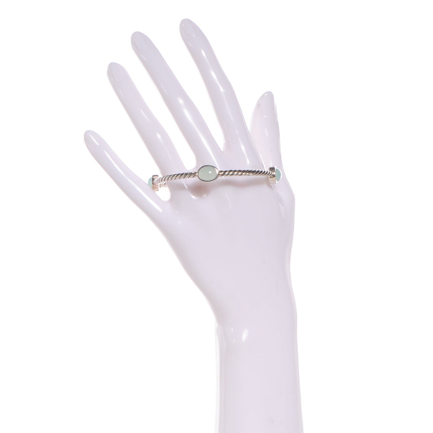 Sterling Silver Moonstone Color Classics Four Station 3mm Bangle