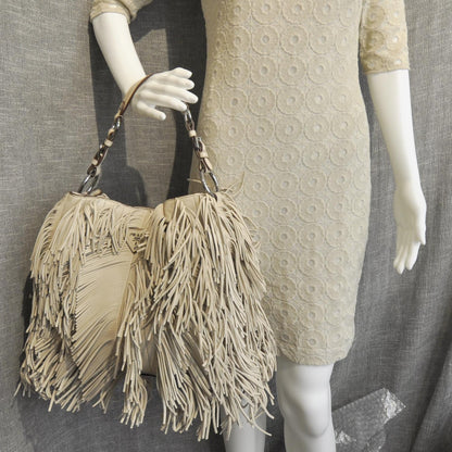 Prada Nappa Fringe Hobo Cera 3 of 10