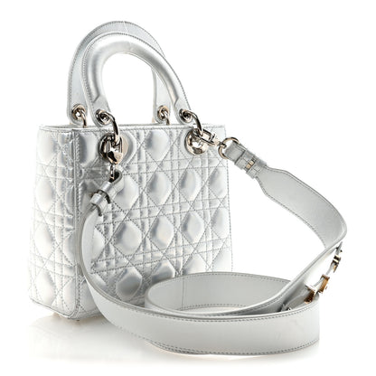 Christian Dior Iridescent Metallic Lambskin Cannage Small My ABCDior Lady Dior Silver 3 of 10