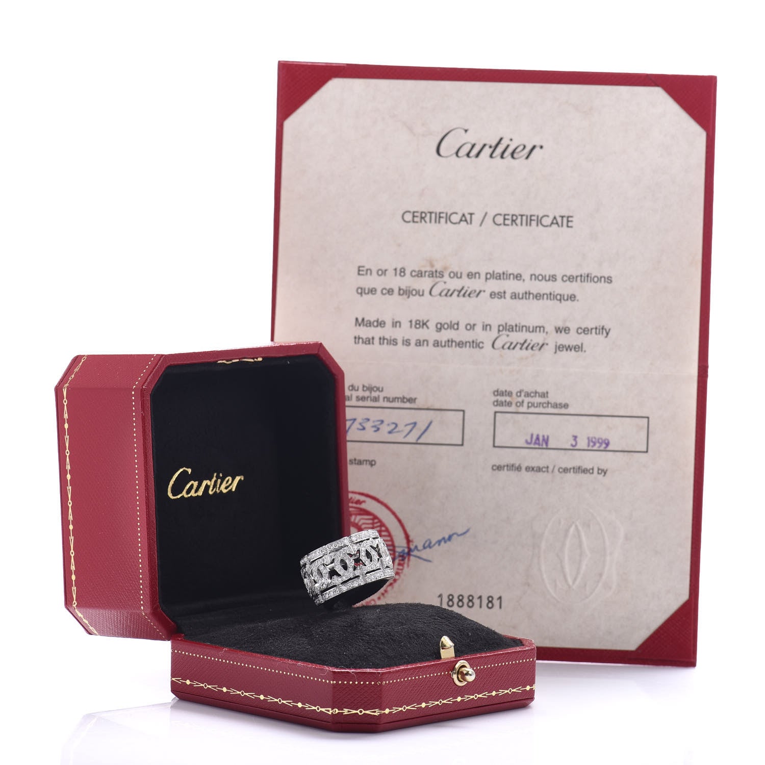 Cartier 18K White Gold Diamond Entrelaces Ring 53 6.25 5 of 5
