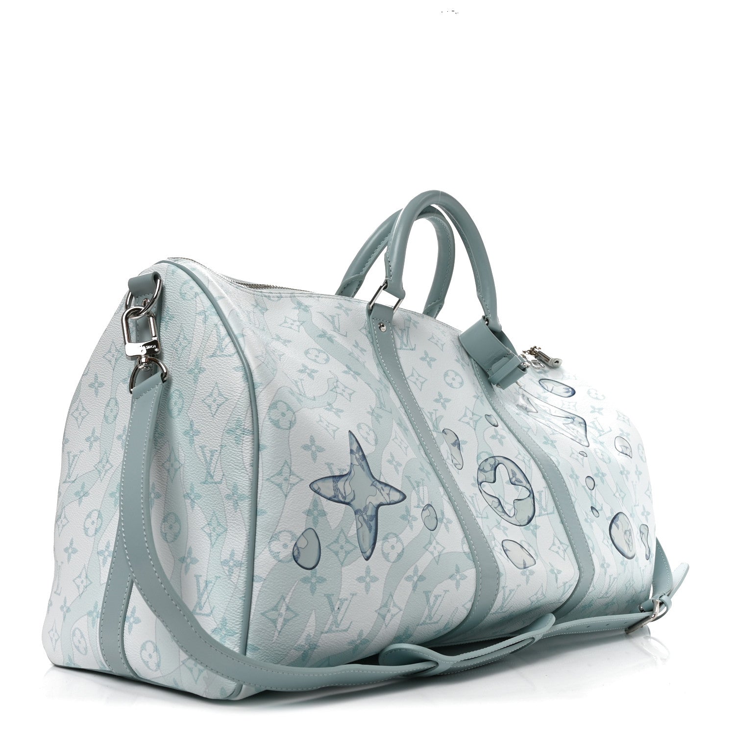 Louis Vuitton Monogram Aquagarden Keepall Bandouliere 50 Crystal Blue Crystal Blue 3 of 9