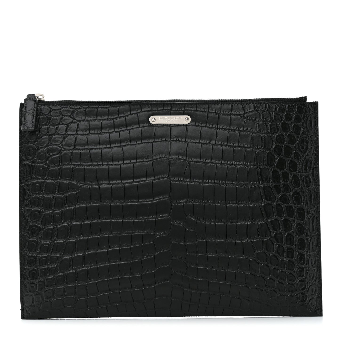 Calfskin Crocodile Embossed Document Holder Black