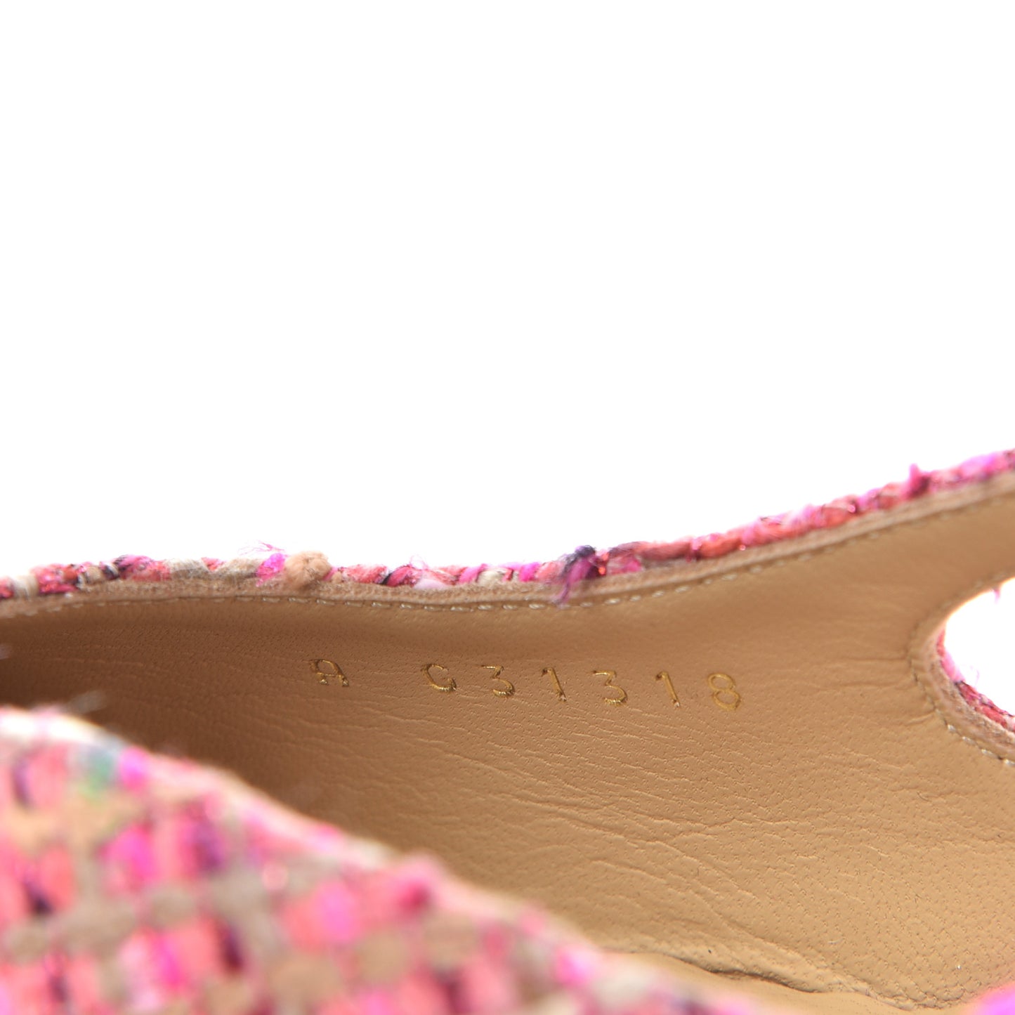 Tweed Grosgrain Cap Toe CC Slingback Pumps 39 Pink Black