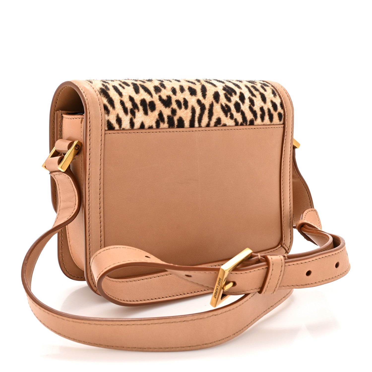 Saint Laurent Calfskin Hair Leopard Print Small Solferino Satchel Dust White 3 of 14