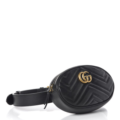 Gucci Calfskin Matelasse GG Marmont Belt Bag 75 30 Black 4 of 8