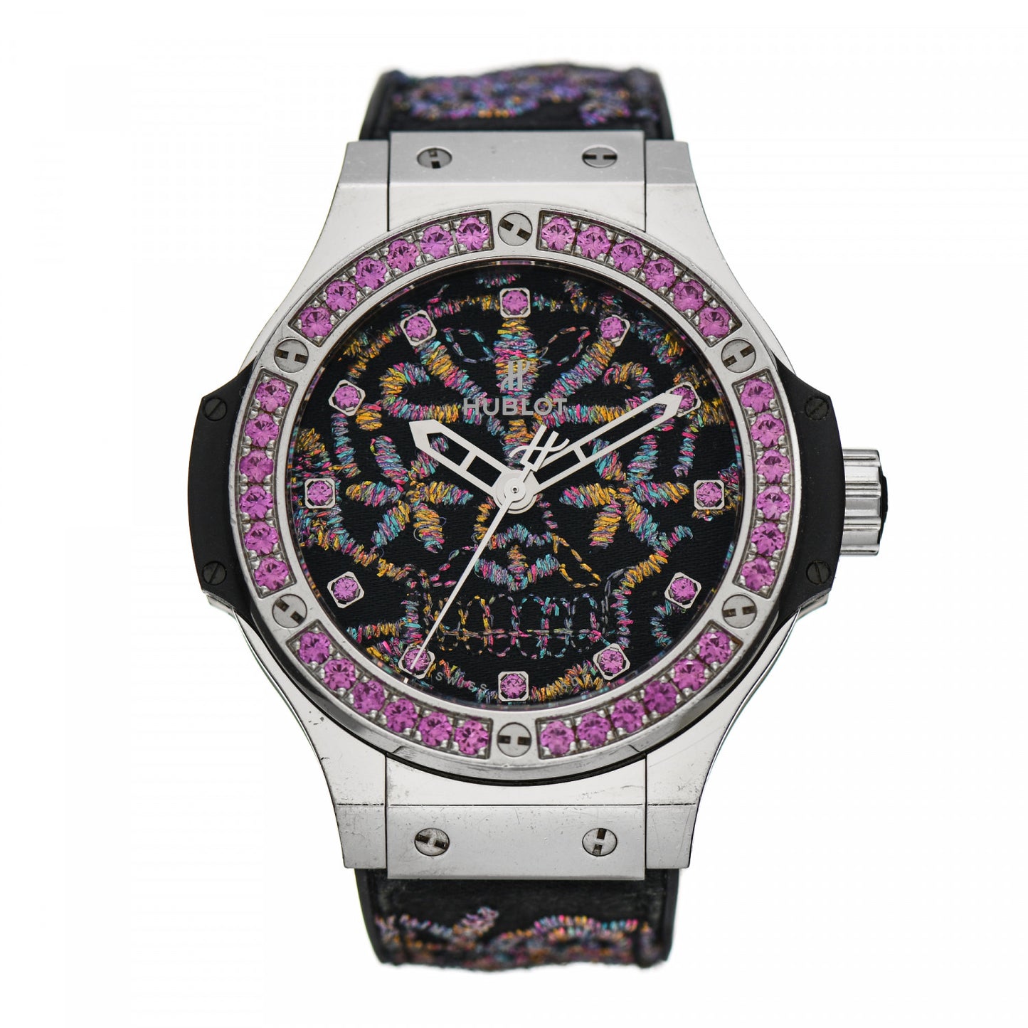 Stainless Steel Calfskin Sapphire 41mm Big Bang "Broderie Sugar Skull" Limited Edition Automatic Watch 343.SS.6599.NR.1233