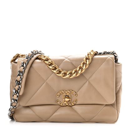 Chanel Lambskin Quilted Medium Chanel 19 Flap Dark Beige 1 of 11