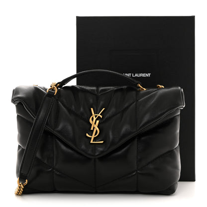 Saint Laurent Lambskin Quilted Toy Loulou Puffer Monogram Chain Satchel Black 12 of 12