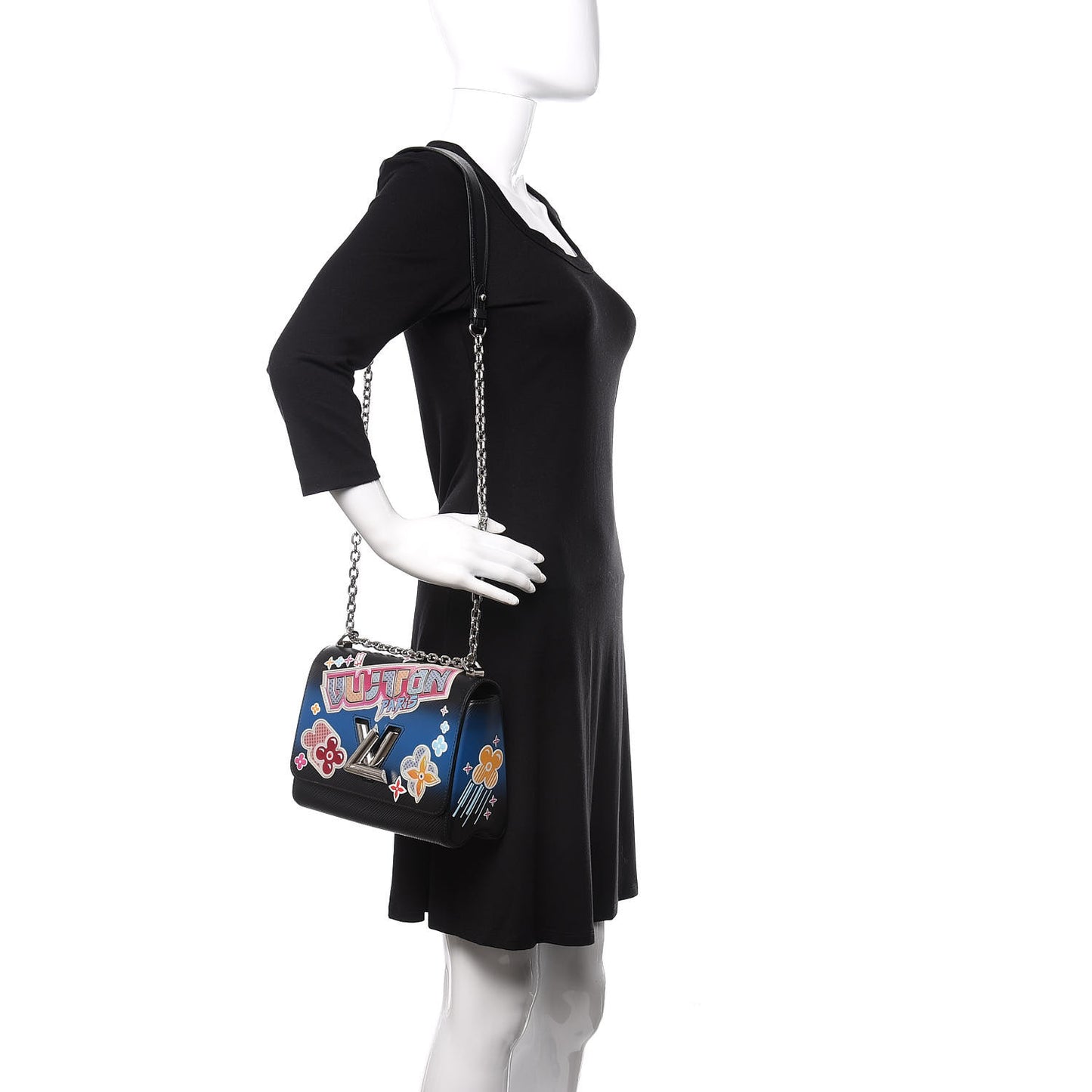 Epi Kawai Blossom Twist Shoulder Bag MM Black