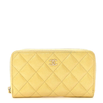 Chanel Iridescent Caviar Quilted Medium Zip Around Wallet Yellow 1 of 10