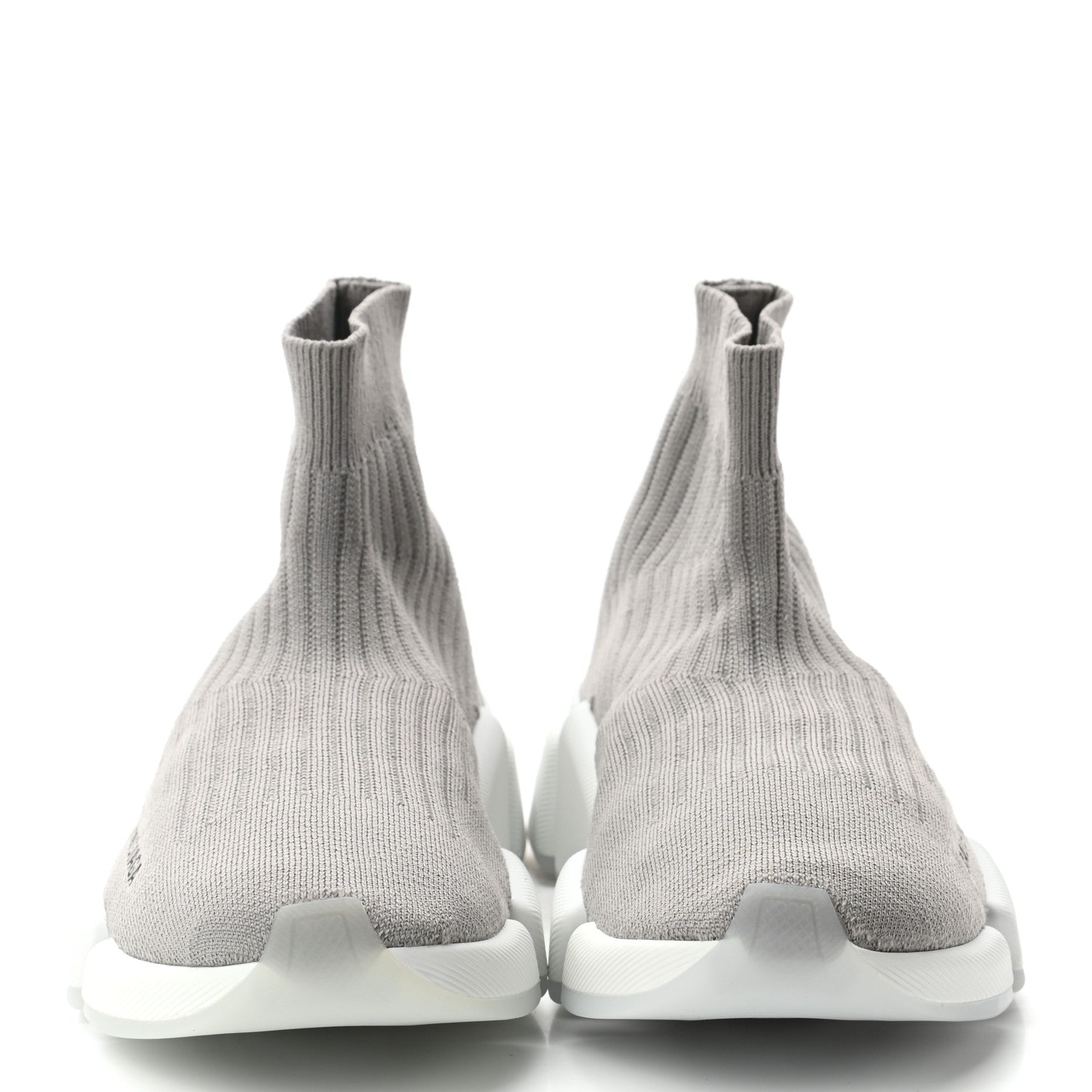 Balenciaga Ribbed Knit Womens Speed 2.0 Transparent Sole Sneakers 37 Baltic Grey White 2 of 8