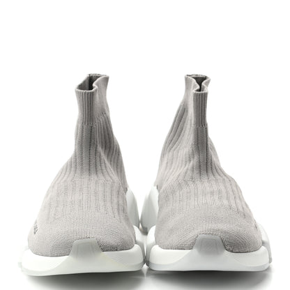 Balenciaga Ribbed Knit Womens Speed 2.0 Transparent Sole Sneakers 37 Baltic Grey White 2 of 8