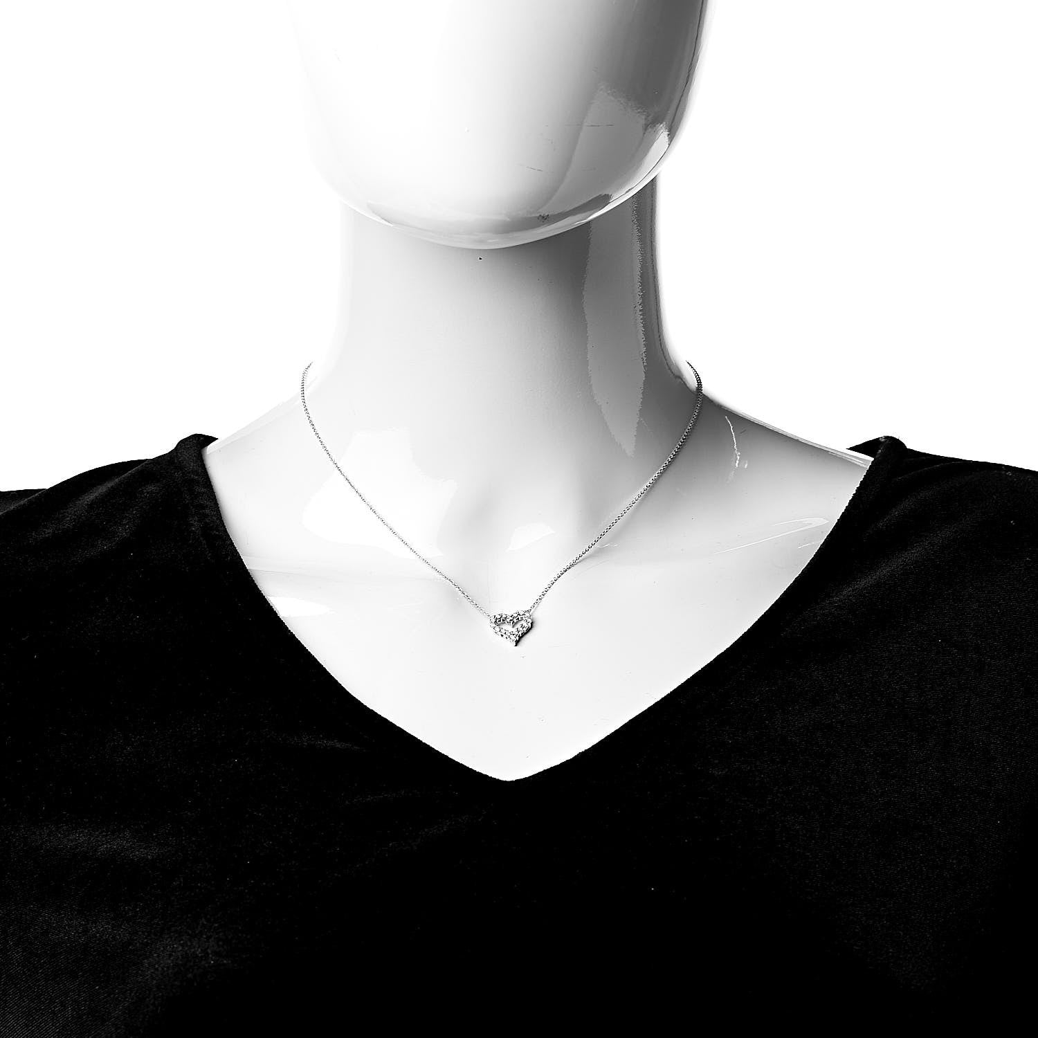 Tiffany Platinum Diamond Mini Heart Pendant Necklace 2 of 5