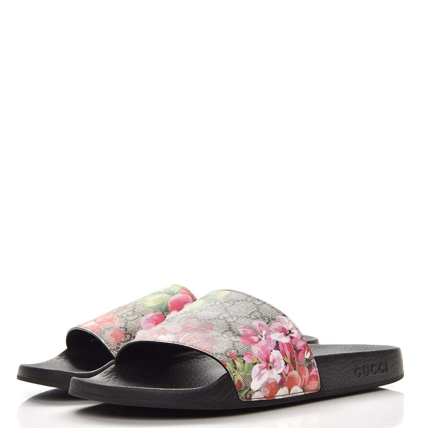 GG Supreme Monogram Blooms Slide Sandals 41 Beige Multicolor